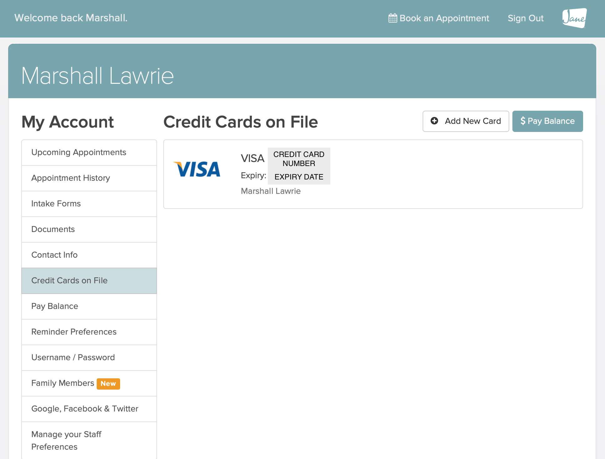 jane payments instructions credit card done